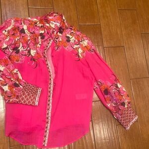 Chico's Pink and Orange Floral Top